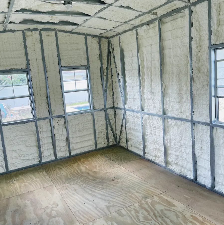 Closed-cell spray foam insulation applied to wall cavities in a residential project in Chocolay